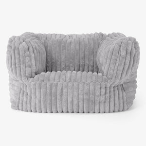 Albert Pouf Fauteuil Design - Velours Côtelé Ultra Pelucheux Gris