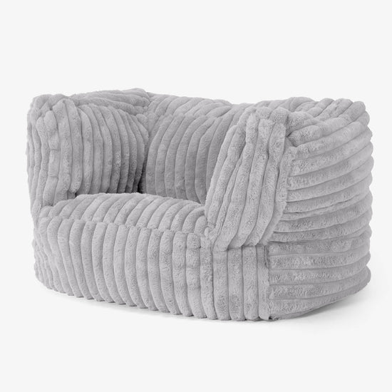 Albert Pouf Fauteuil Design - Velours Côtelé Ultra Pelucheux Gris 03