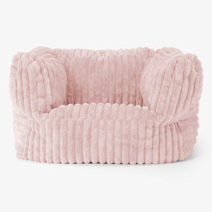 Albert Pouf Fauteuil Design - Velours Côtelé Ultra Pelucheux Rose Pastel