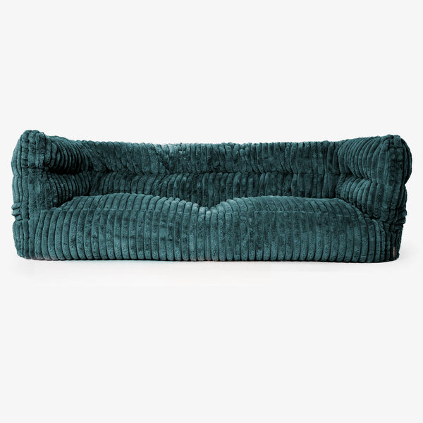 Canapé Pouf Albert 3 places 2.0 - Velours Côtelé Ultra Pelucheux Bleu Canard 01