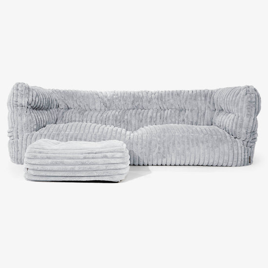 Canapé Pouf Albert 3 places 2.0 - Velours Côtelé Ultra Pelucheux Bleu Dragé 02