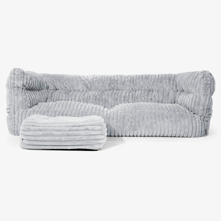 Canapé Pouf Albert 3 places 2.0 - Velours Côtelé Ultra Pelucheux Bleu Dragé 02