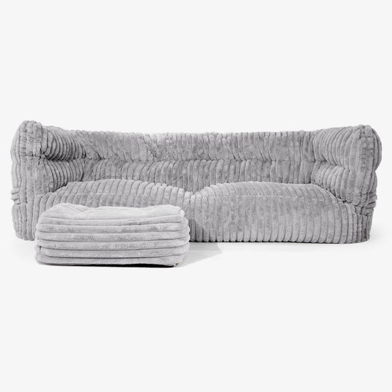 Canapé Pouf Albert 3 places 2.0 - Velours Côtelé Ultra Pelucheux Gris 02