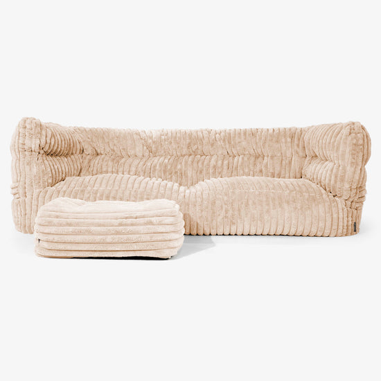 Canapé Pouf Albert 3 places 2.0 - Velours Côtelé Ultra Pelucheux Pêche 02