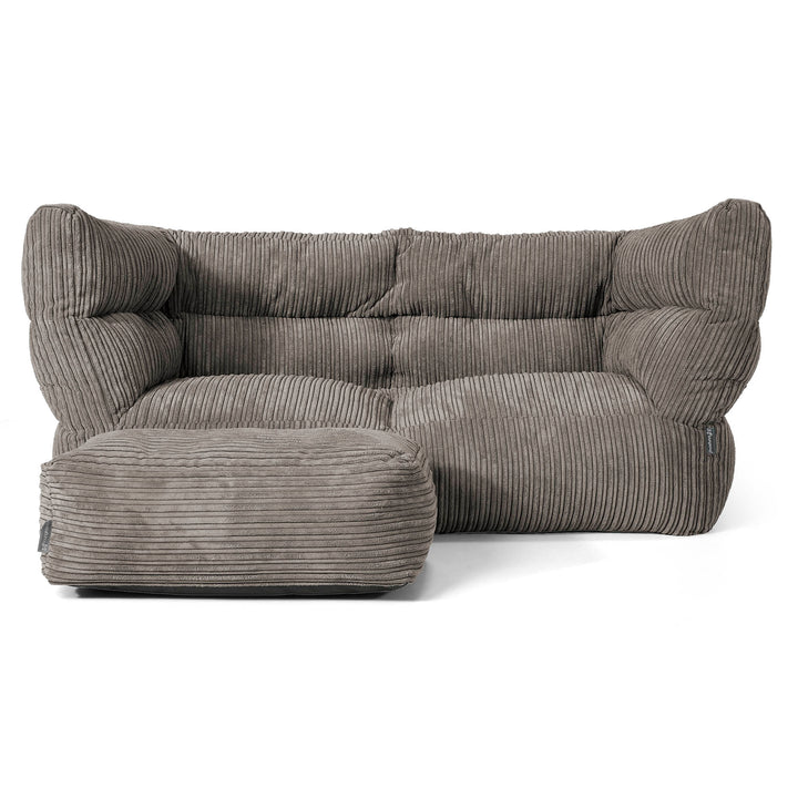 Canapé Pouf Louis 2 places - Côtelé Anthracite 02