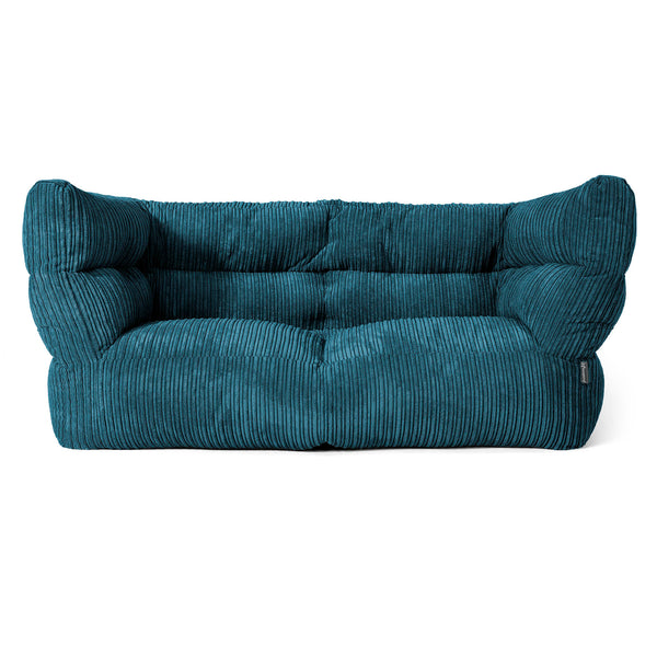 Canapé Pouf Louis 2 places - Côtelé Bleu Canard 01