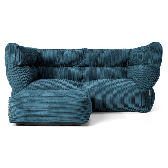 Canapé Pouf Louis 2 places - Côtelé Bleu Marine 02