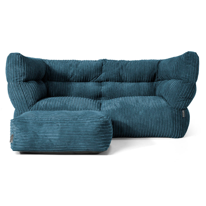 Canapé Pouf Louis 2 places - Côtelé Bleu Marine 02