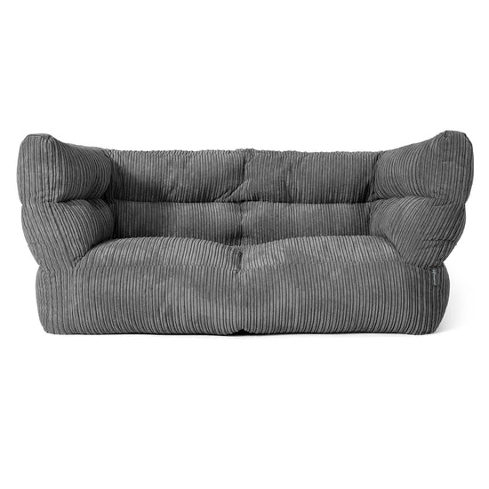 Canapé Pouf Louis 2 places - Côtelé Gris Ardoise 01