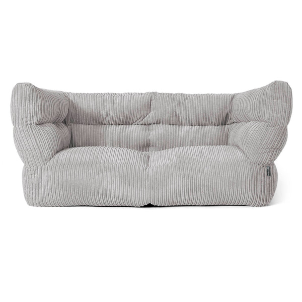 Canapé Pouf Louis 2 places - Côtelé Gris Argent 01