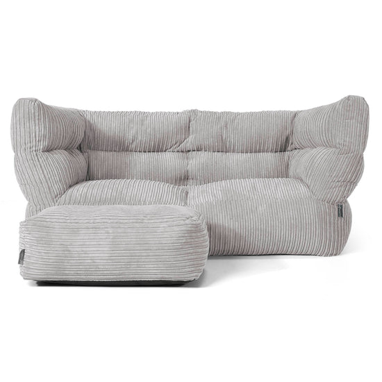 Canapé Pouf Louis 2 places - Côtelé Gris Argent 02