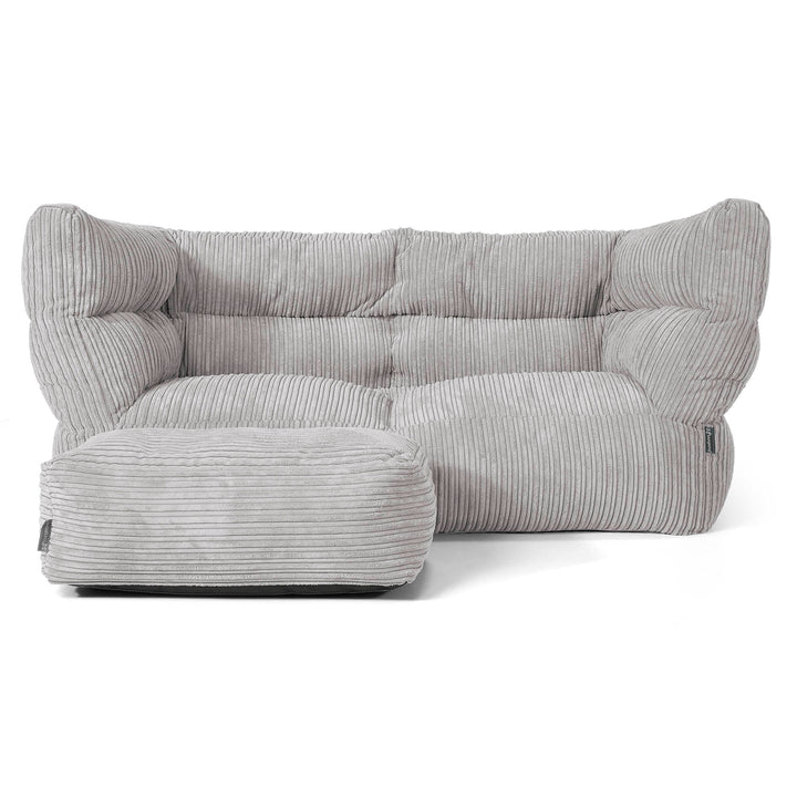 Canapé Pouf Louis 2 places - Côtelé Gris Argent 02