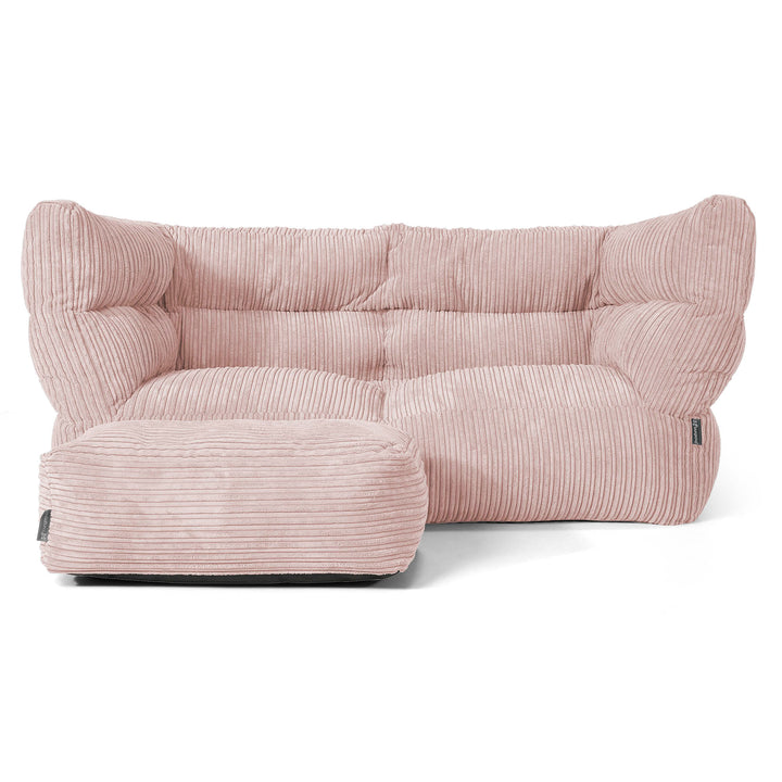Canapé Pouf Louis 2 places - Côtelé Rose 02