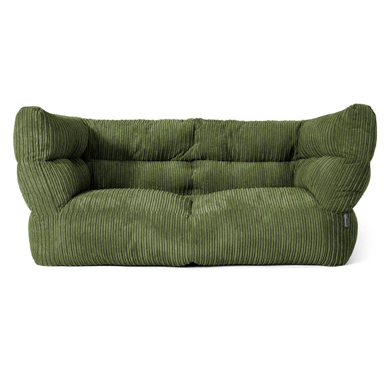 Canapé Pouf Louis 2 places - Côtelé Vert Forêt 01