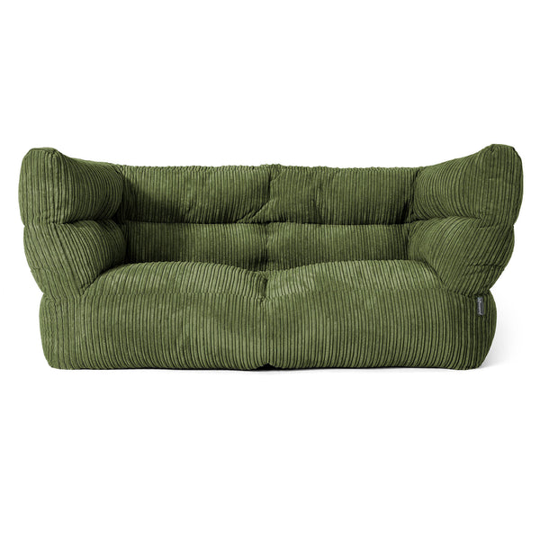Canapé Pouf Louis 2 places - Côtelé Vert Forêt 01