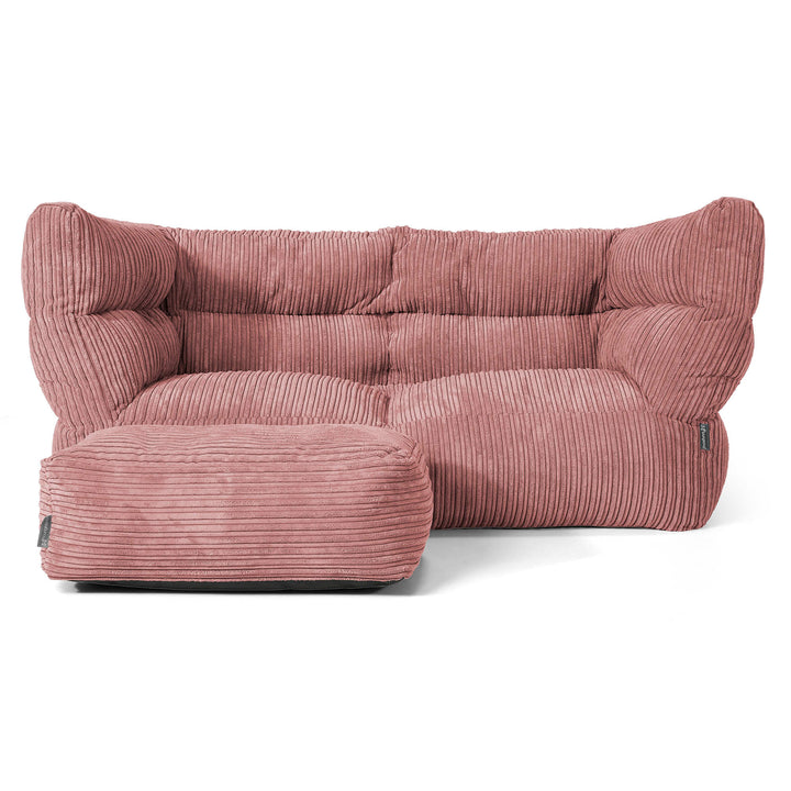 Canapé Pouf Louis 2 places - Côtelé Pêche 02