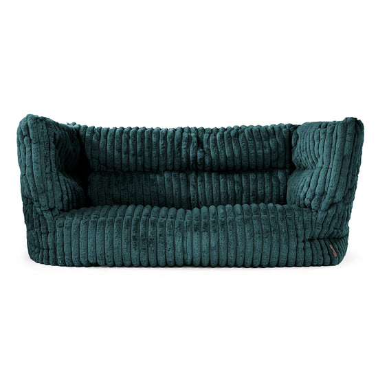 Canapé Pouf Louis 2 places - Velours Côtelé Ultra Pelucheux Bleu Canard 01