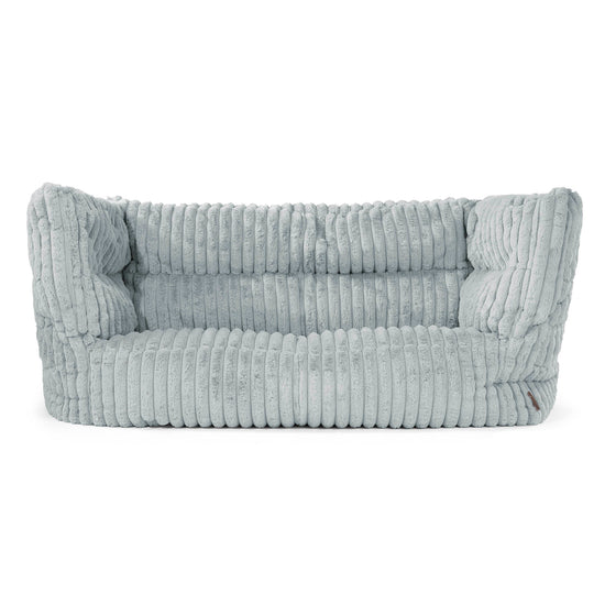 Canapé Pouf Louis 2 places - Velours Côtelé Ultra Pelucheux Bleu Dragé 01