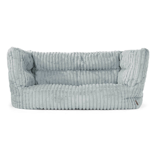 Canapé Pouf Louis 2 places - Velours Côtelé Ultra Pelucheux Bleu Dragé 01