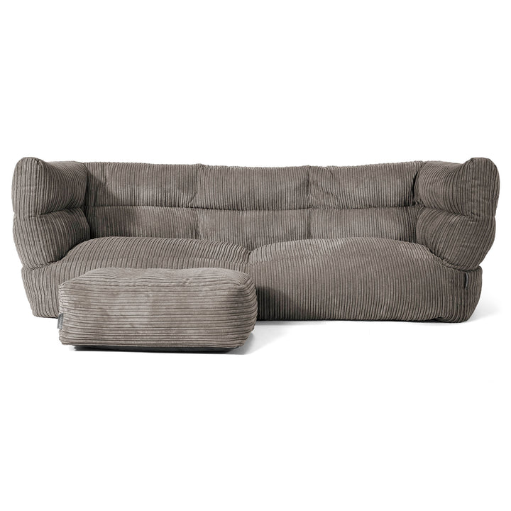 Canapé Pouf Louis 3 places - Côtelé Anthracite 02