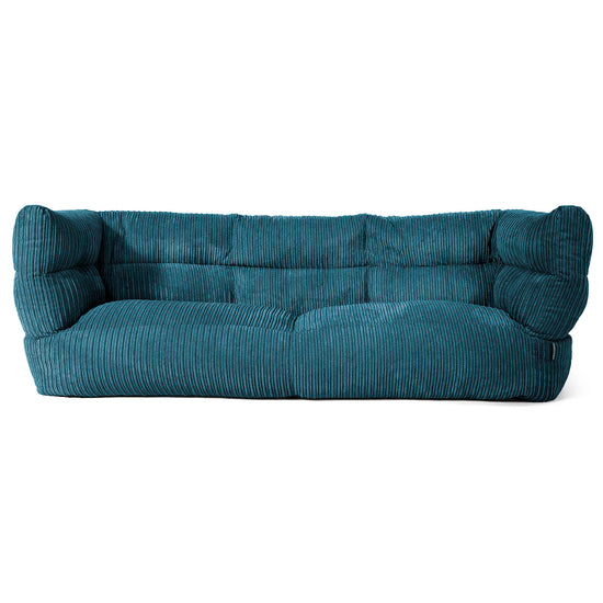 Canapé Pouf Louis 3 places - Côtelé Bleu Canard 01