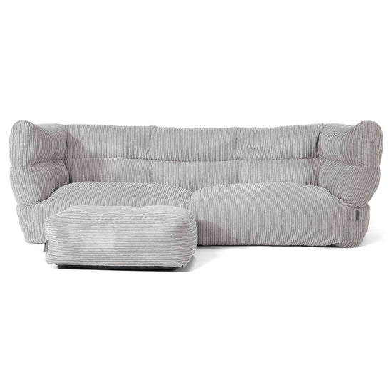 Canapé Pouf Louis 3 places - Côtelé Gris Argent 02