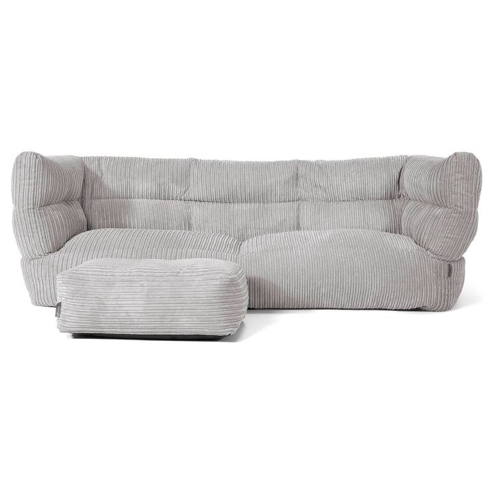Canapé Pouf Louis 3 places - Côtelé Gris Argent 02