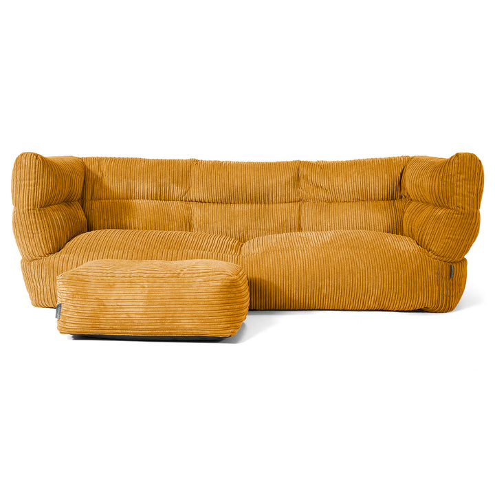 Canapé Pouf Louis 3 places - Côtelé Miel doré 02