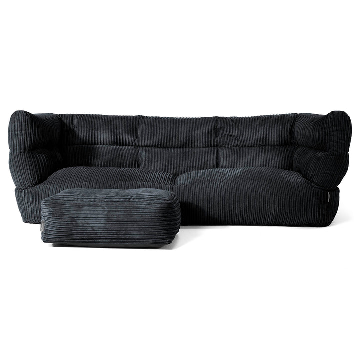 Canapé Pouf Louis 3 places - Côtelé Noir 02