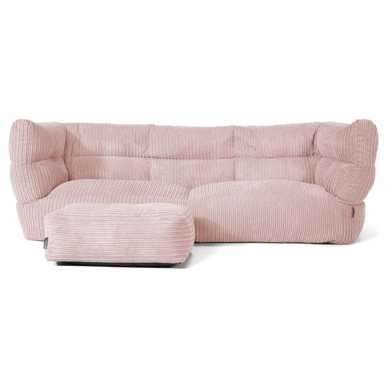 Canapé Pouf Louis 3 places - Côtelé Rose 02
