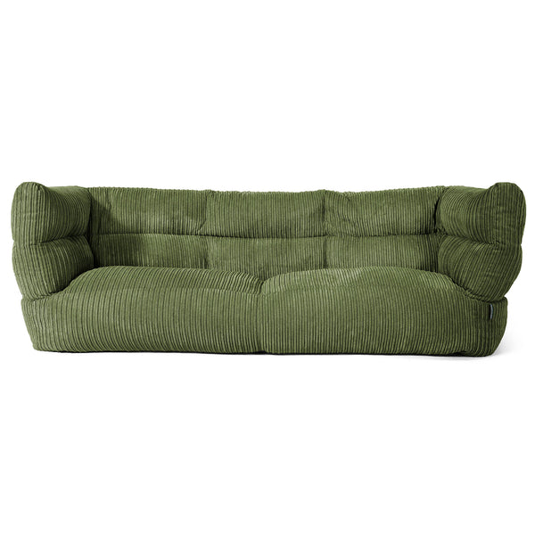 Canapé Pouf Louis 3 places - Côtelé Vert Forêt 01