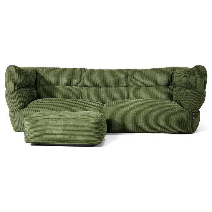 Canapé Pouf Louis 3 places - Côtelé Vert Forêt 02