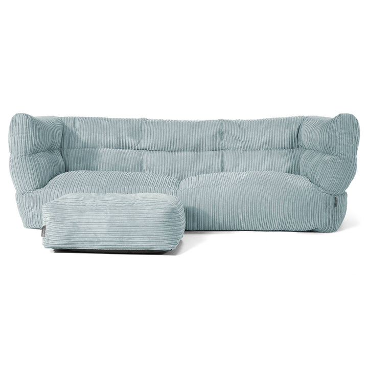Canapé Pouf Louis 3 places - Côtelé Vert Menthe 02