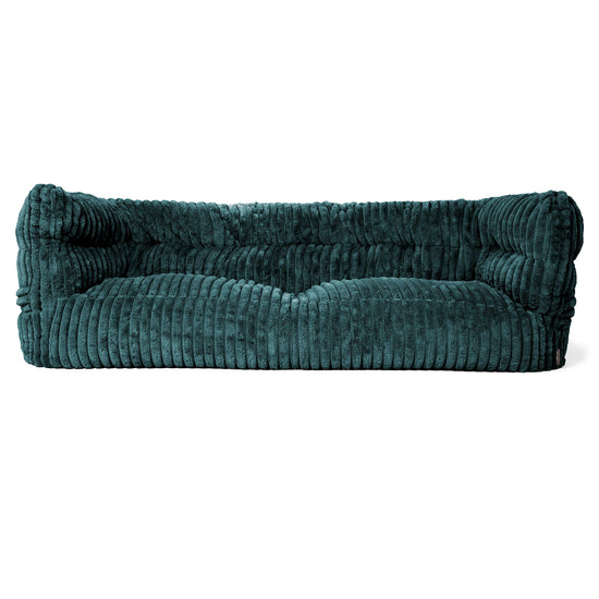 Canapé Pouf Louis 3 places - Velours Côtelé Ultra Pelucheux Bleu Canard 01