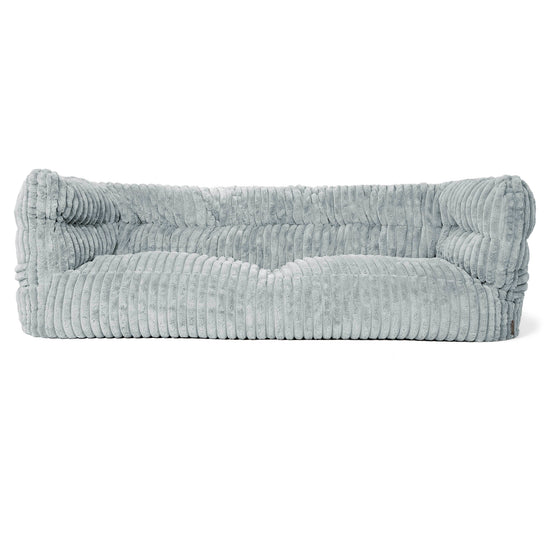 Canapé Pouf Louis 3 places - Velours Côtelé Ultra Pelucheux Bleu Dragé 01