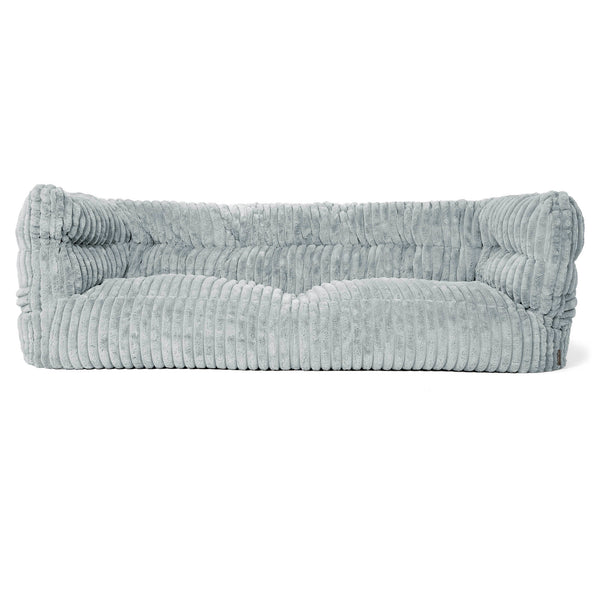 Canapé Pouf Louis 3 places - Velours Côtelé Ultra Pelucheux Bleu Dragé 01