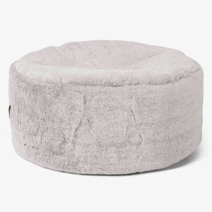 Grand Repose-pied Rond - Fausse Fourrure Lapin Gris clair