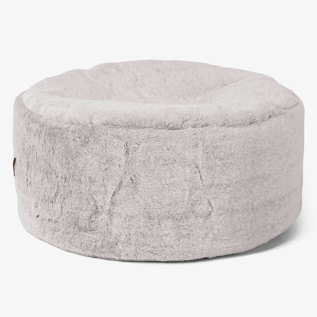 Grand Repose-pied Rond - Fausse Fourrure Lapin Gris clair 01