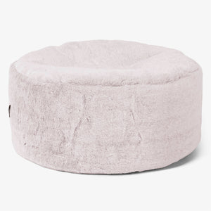 Grand Repose-pied Rond - Fausse Fourrure Lapin Rose Pastel
