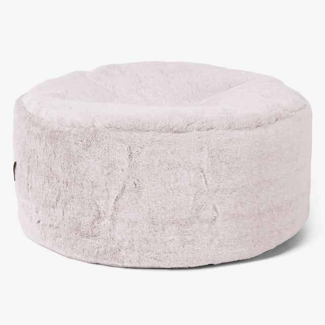 Grand Repose-pied Rond - Fausse Fourrure Lapin Rose Pastel 01