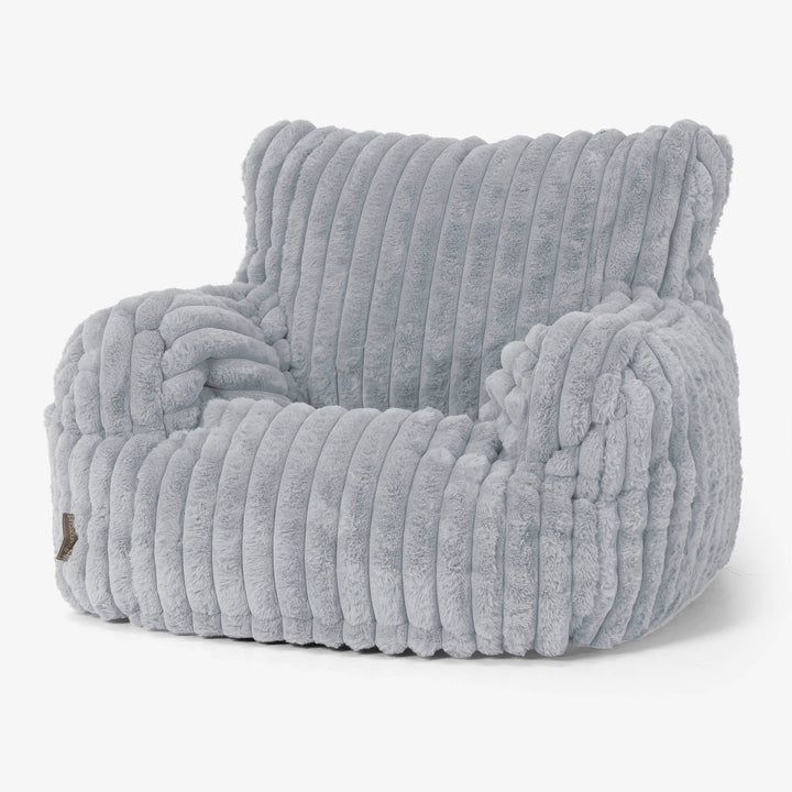 Joséphine Pouf Fauteuil Design - Velours Côtelé Ultra Pelucheux Bleu Dragé 01