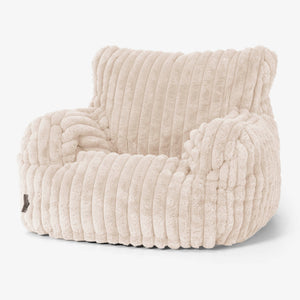 Joséphine Pouf Fauteuil Design - Velours Côtelé Ultra Pelucheux Crème