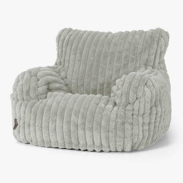 Joséphine Pouf Fauteuil Design - Velours Côtelé Ultra Pelucheux Vert Sauge 01