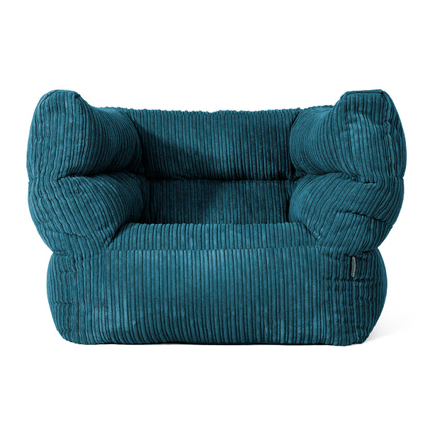 Louis Pouf Fauteuil Design - Côtelé Bleu Canard 01