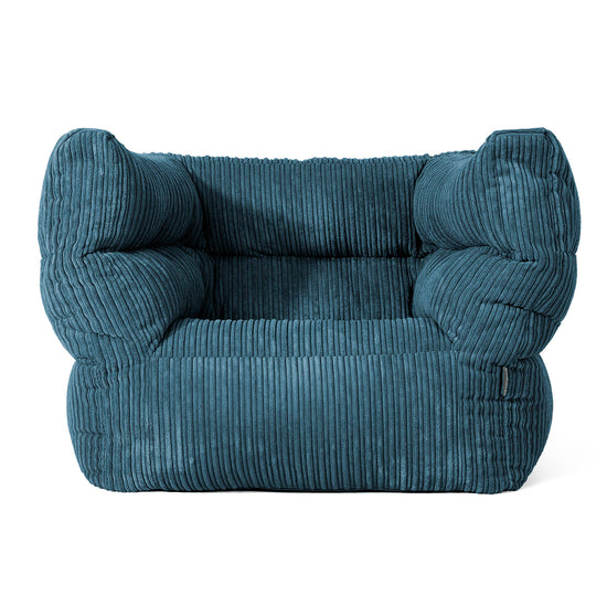 Louis Pouf Fauteuil Design - Côtelé Bleu Marine 01
