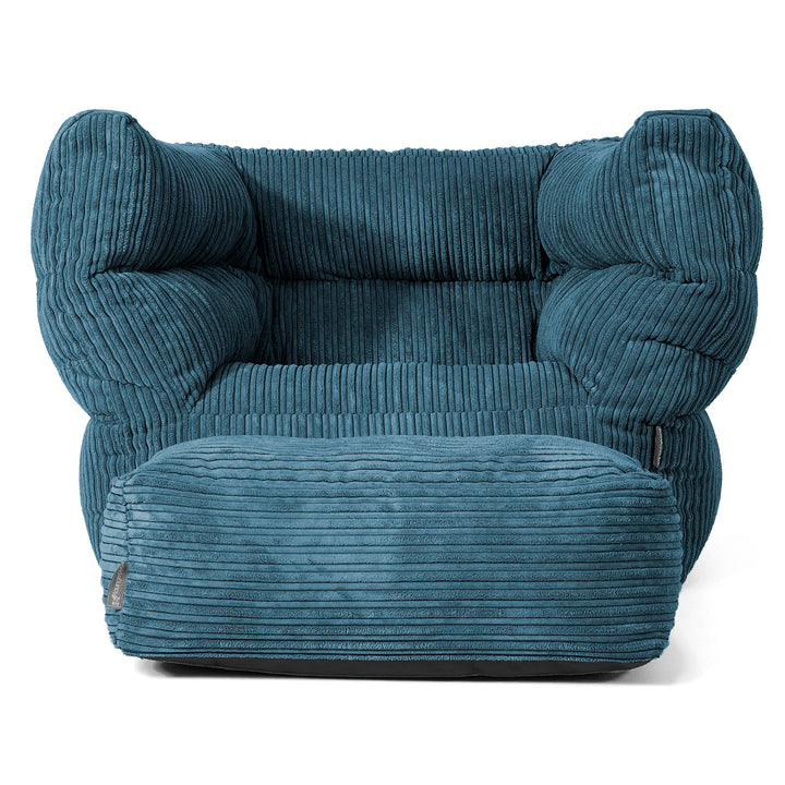 Louis Pouf Fauteuil Design - Côtelé Bleu Marine 02