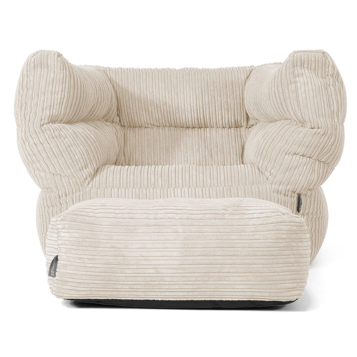 Louis Pouf Fauteuil Design - Côtelé Crème 02