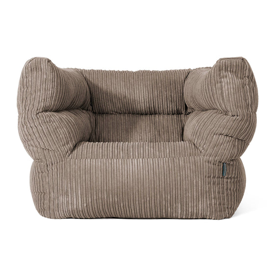 Louis Pouf Fauteuil Design - Côtelé Grège 01
