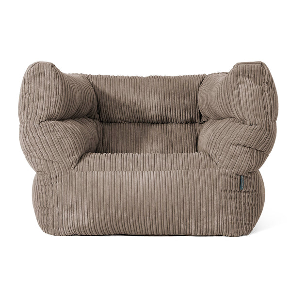 Louis Pouf Fauteuil Design - Côtelé Grège 01