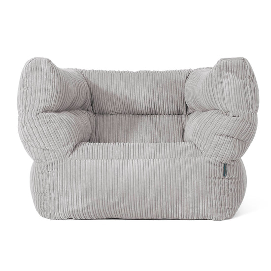 Louis Pouf Fauteuil Design - Côtelé Gris Argent 01